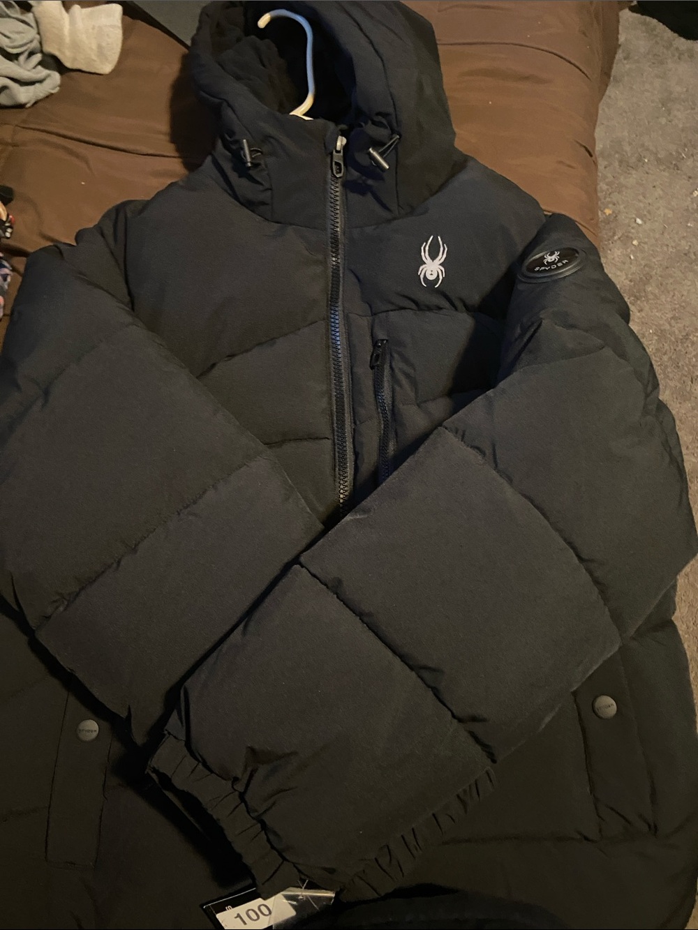 Spyder Men’s Black Hooded Quilted Puffer Jacket